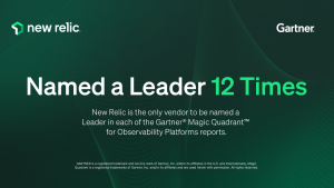 Named a Leader 12 Times: New Relic is the only vendor to be named a Leader in each of the Gartner Magic Quadrant for Observability Platforms reports.